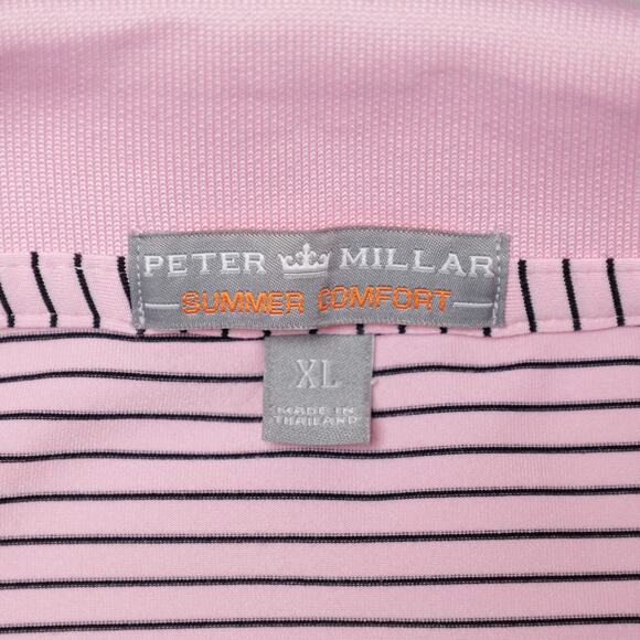 Peter Millar Pink Black Striped Summer Comfort Polo Shirt Mens Size XL - Picture 5 of 15